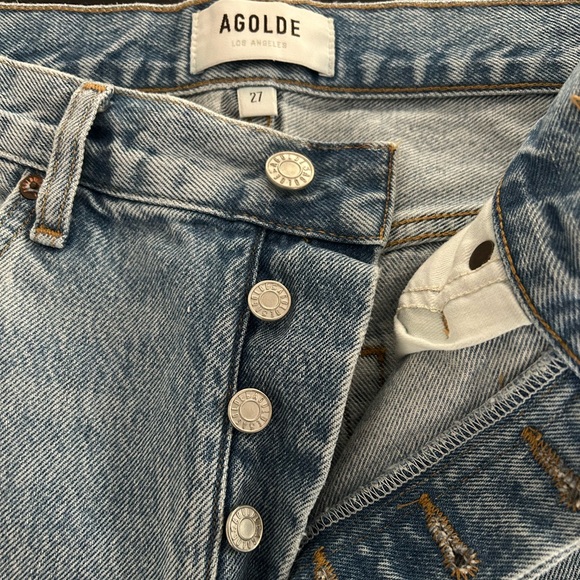 Agolde Ira Light Blue High-Rise Denim Bermuda Shorts, Size 27. - Picture 3 of 5
